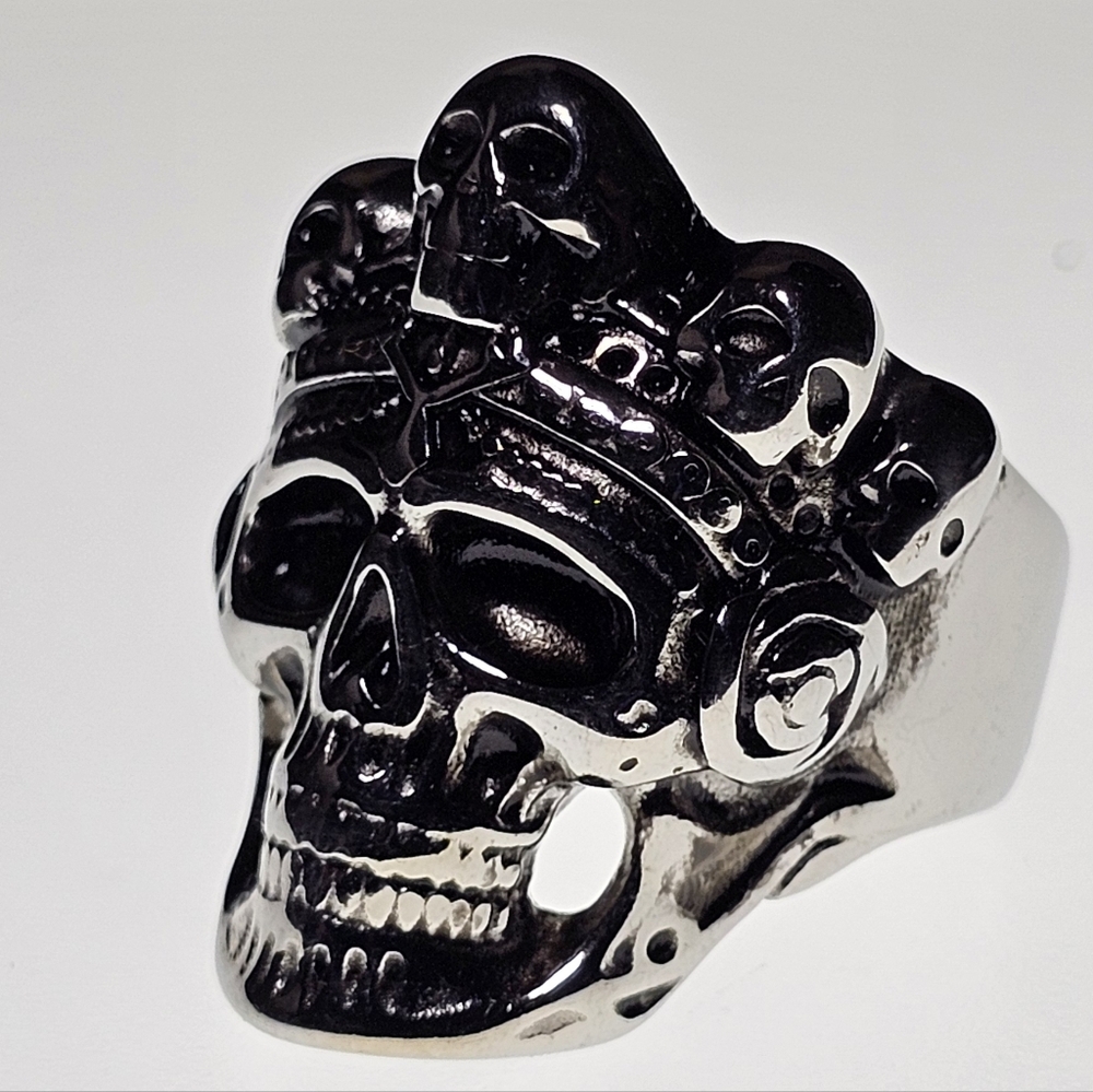 Mens Stainless Steel 316 Biker Skull Goth Punk Ring Size 11